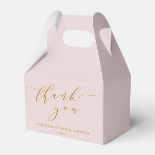 Custom Elegant Pink Script Thank You Bridal Shower Favour Box