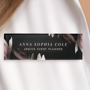 Custom Elegant Professional Floral Typography  Name Tag