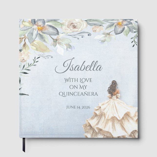 Custom Elegant Quinceañera 15th Birthday Guest Book (Front)