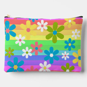 Custom Elegant Rainbow Floral Colour Turquoise Blu Accessory Pouch