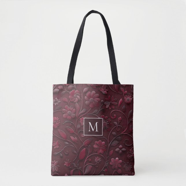 Custom Elegant Red Floral Tote (Front)