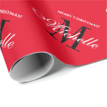 Custom elegant red name monogram Merry Christmas Wrapping Paper<br><div class="desc">Custom elegant red name monogram Merry Christmas Wrapping Paper. Monogrammed gift wrap with stylish typography. Add your own name initial letter and Holiday greeting. Classy personalised design for men, women and kids. Available in matte and glossy rolls. Stylish packaging accessories and wrapping supplies. Also great for Birthday, wedding party, anniversary,...</div>