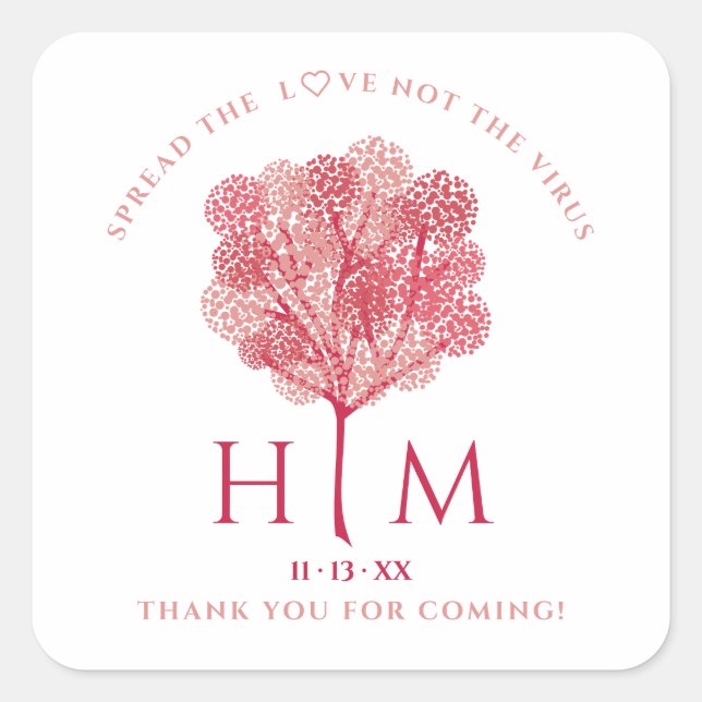 Custom Elegant Red Three Wedding Sanitizer Hand Square Sticker (Front)