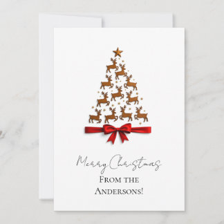Custom Elegant Reindeer Tree Christmas Card