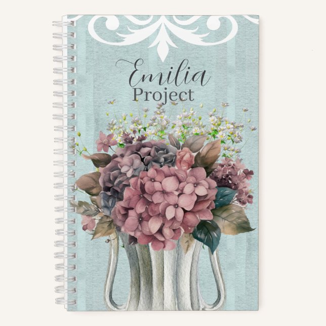 Custom Elegant retro botanical Watercolor artwork Notebook (Front)