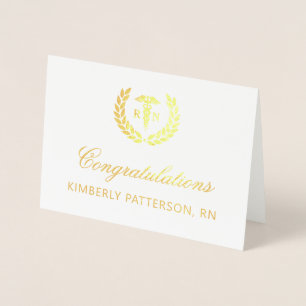 Custom Elegant RN Nursing School Graduation Foil Card