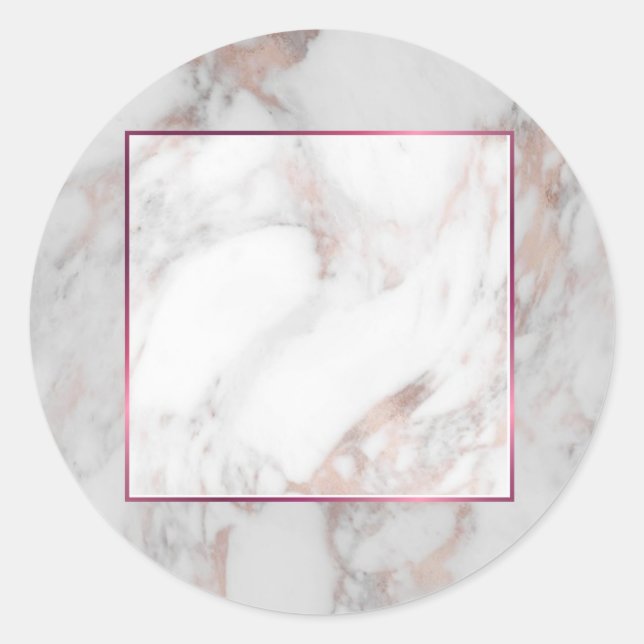 Custom Elegant Rose Gold Marble Blank Template Classic Round Sticker (Front)