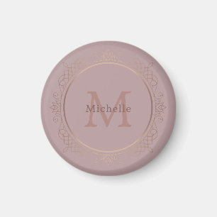 Custom Elegant Rose Gold Monogram Template Magnet