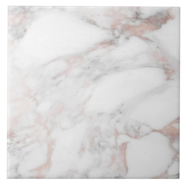Custom Elegant Rose Gold White Template Marble Ceramic Tile (Front)