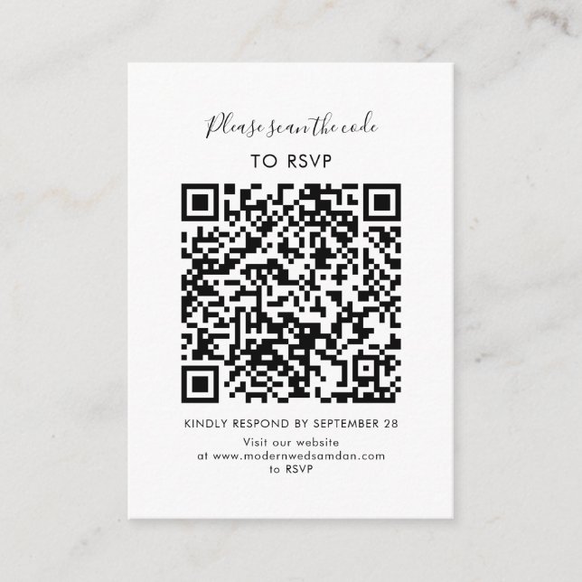 Custom Elegant RSVP QR Code Enclosure Card (Front)