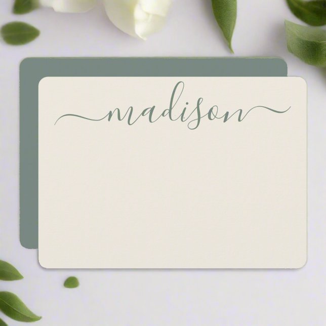 Custom Elegant Sage Green Typography Script Name Card (Creator Uploaded)