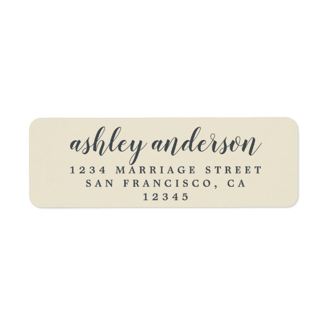 Custom Elegant Script Antique White Return Address Label (Front)