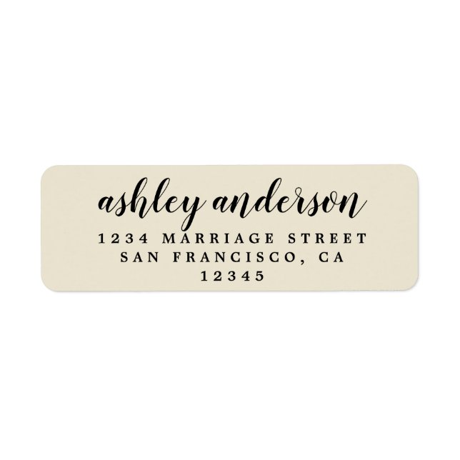 Custom Elegant Script Antique White Return Address Label (Front)