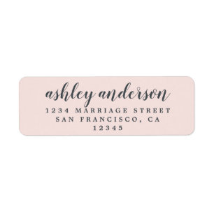 Custom Elegant Script Pastel Pink Return Address Label