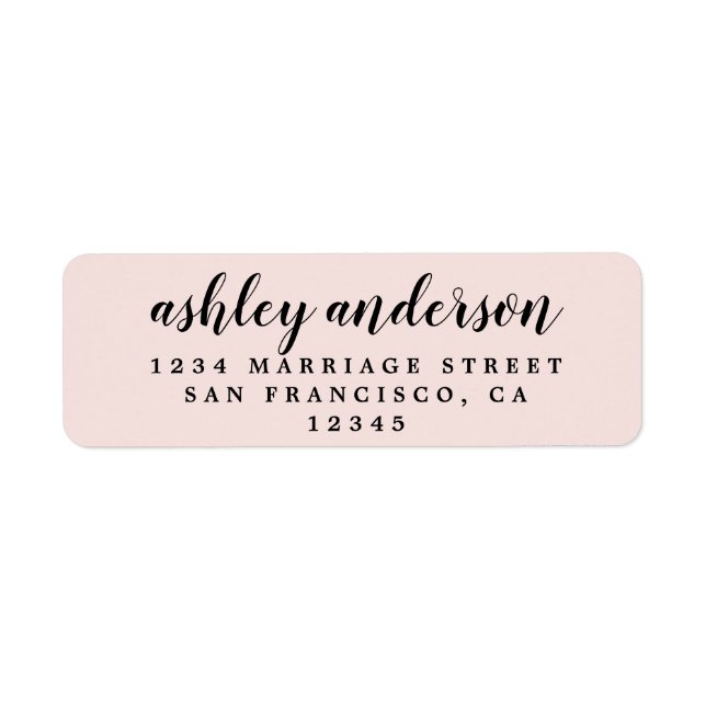 Custom Elegant Script Pastel Pink Return Address Label (Front)