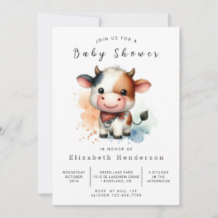 Custom Elegant Simple Cow Baby Shower Invitation
