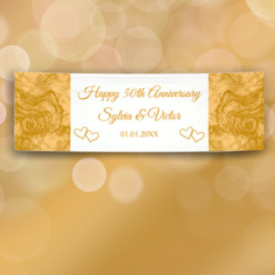 Custom Elegant Simple Gold 50th Anniversary Party Banner