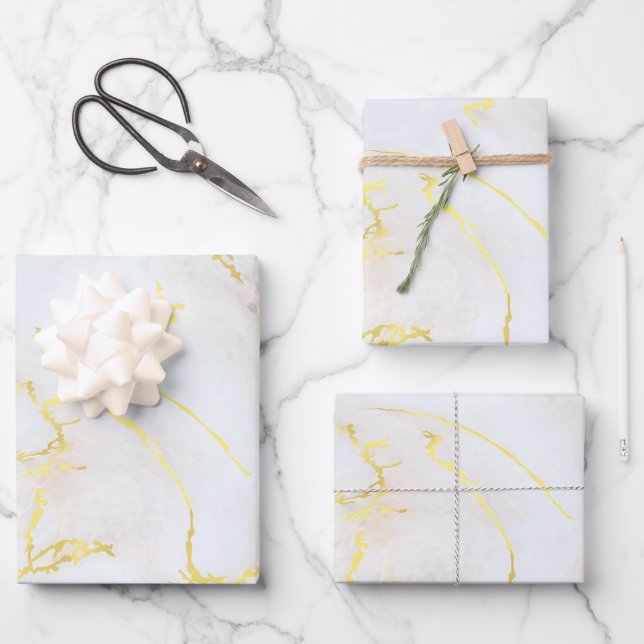 Custom Elegant Simple Gold Marble Template Gift Wrapping Paper Sheet (Front)