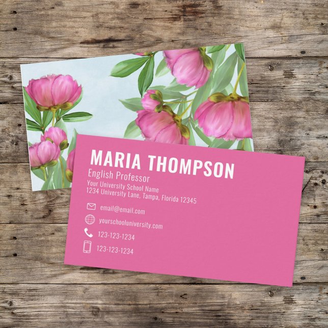 Custom Elegant Simple Stylish Pink Chic Floral Business Card (Creator Uploaded)