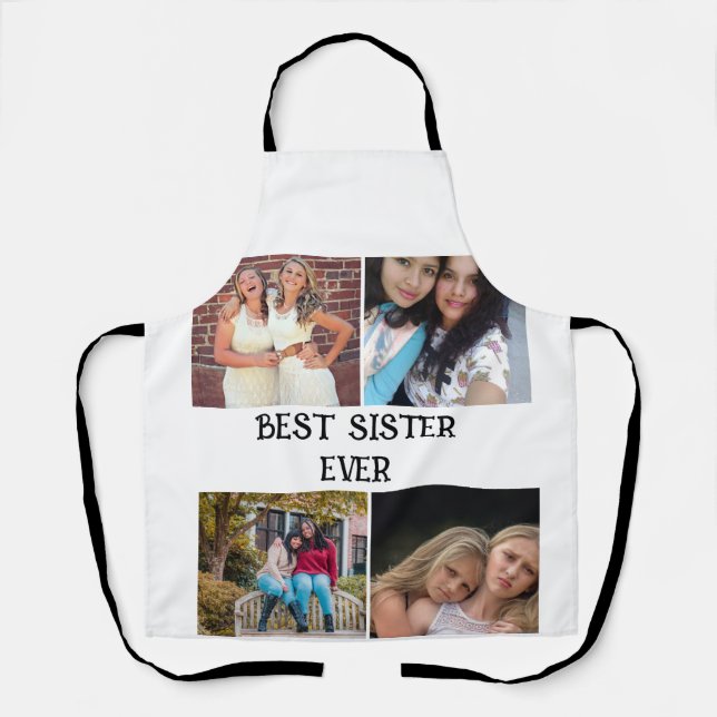 CUSTOM  ELEGANT SISTER 4 PHOTO COLLAGE  APRON (Front)