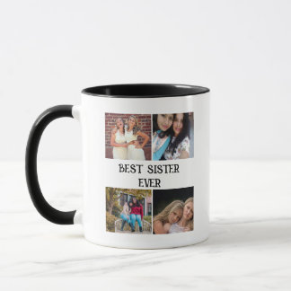 CUSTOM ELEGANT SISTER 4 PHOTO COLLAGE MUG