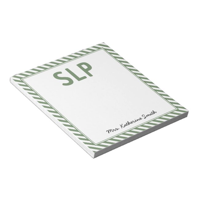 Custom Elegant Stripes SLP Speech Pathologist  Notepad (Angled)