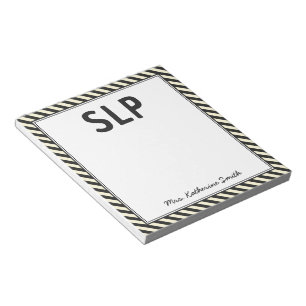 Custom Elegant Stripes SLP Speech Pathologist Notepad