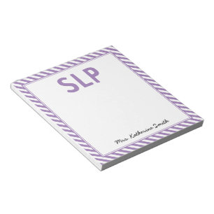 Custom Elegant Stripes SLP Speech Pathologist Notepad