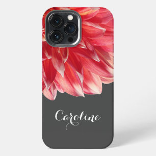 Custom Elegant Summery Coral Red Dahlia Flower iPhone Case
