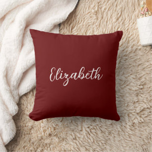 Custom Elegant Trendy Dark Red Add Own Name Cushion