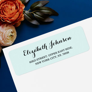 Custom Elegant Turquoise Aqua Blue Return Address Label