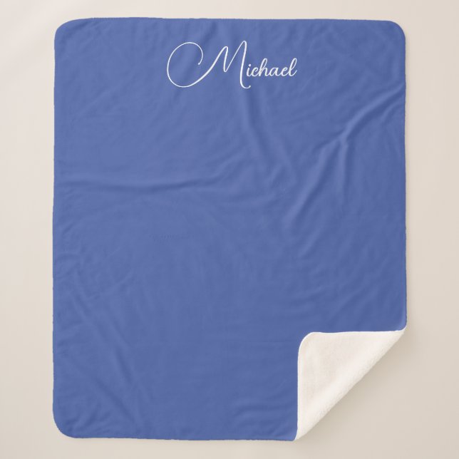 Custom Elegant Typography Names Template Blue Sherpa Blanket (Front)