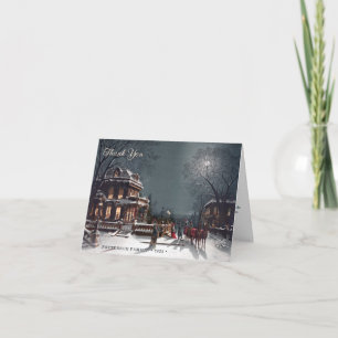 Custom Elegant Victorian Christmas Eve Scene Thank You Card