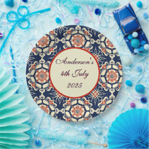 Custom Elegant Vintage Preppy 4th July Paper Plate