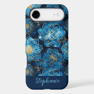 Custom Elegant Watercolor Blue Gold Floral