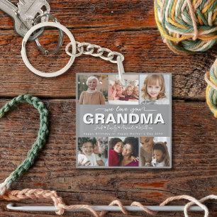 Custom Elegant We love you grandma Photo collage Key Ring