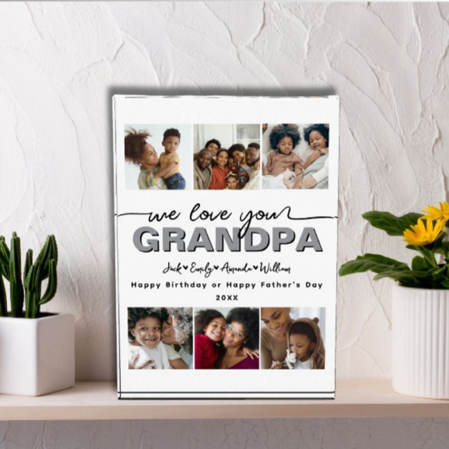 Custom Elegant We love you GRANDPA Photo collage Block (Creator Uploaded)