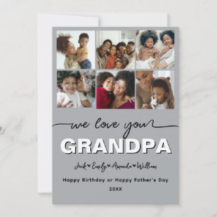Custom Elegant We love you GRANDPA Photo collage Holiday Card