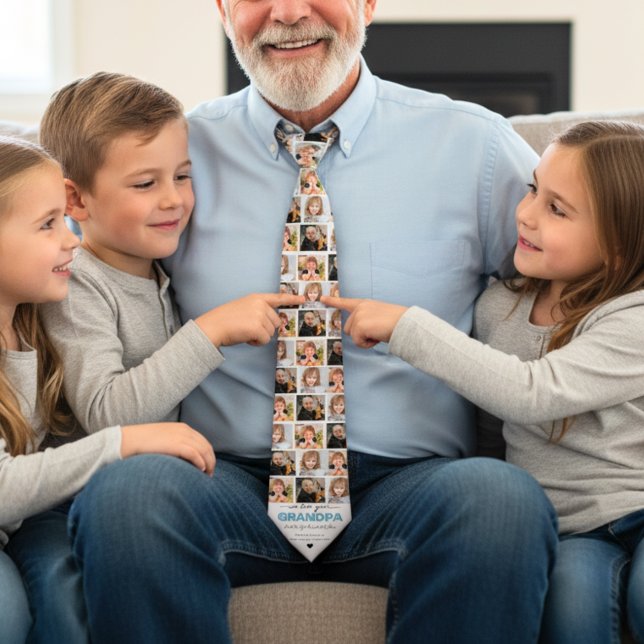 Custom Elegant We love you grandpa Photo collage Tie (Creator Uploaded)