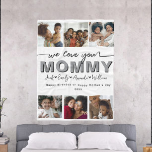 Custom Elegant We love you Mummy Photo collage Fleece Blanket