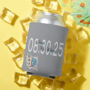 Custom Elegant Wedding day Favour  Can Cooler