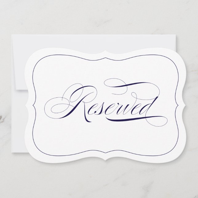 Custom Elegant Wedding Navy Blue Reserved Sign (Front)
