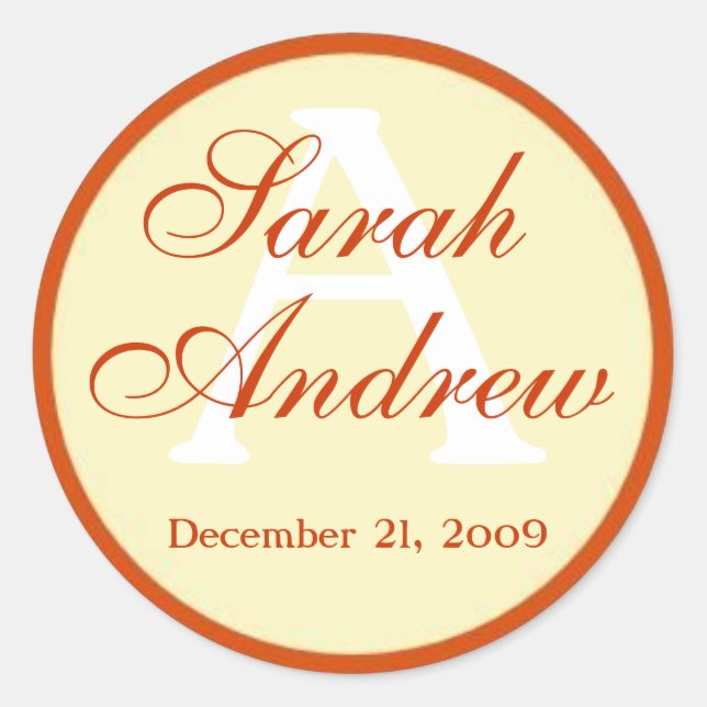 Custom Elegant Wedding Stickers (Front)