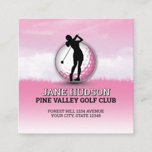 Custom Elegant Women Golfer Monogram Design Enclosure Card