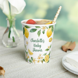 Custom Elegant Yellow Fruit Party Drink Paper Cups