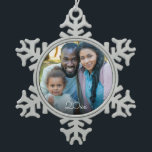 Custom Elegant Your Family Photo Vintage Christmas Snowflake Pewter Christmas Ornament<br><div class="desc">Customise this elegant Christmas ornament with your own family photo and the year in white vintage typography.  Start a new tradition to create your family's own personal ornament each Christmas.   A wonderful gift to give to parents,  grandparents,  or to keep for yourself. Also available in other styles.</div>