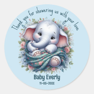 Custom Elephant Baby Shower Thank You Sticker