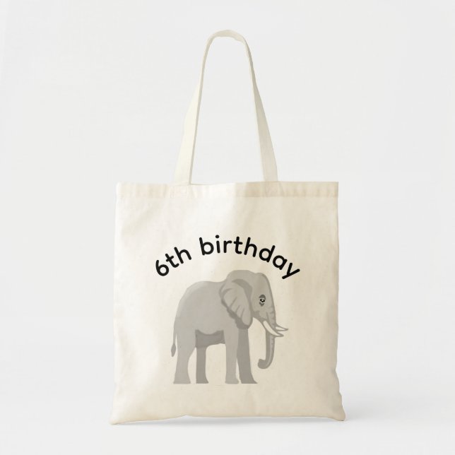 Custom Elephant Birthday Party Gift Tote Bag (Front)