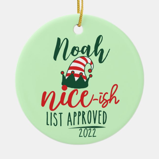 Custom Elf Christmas Ornament - Personalised Decor (Front)