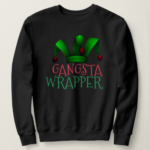 Custom Elf Santa Helper Gangsta Wrapper Christmas Sweatshirt
